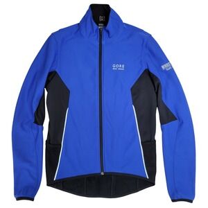 Gore Bike Wear Windstopper Soft Shell Cycling Jacket Blue Black Mens Large L